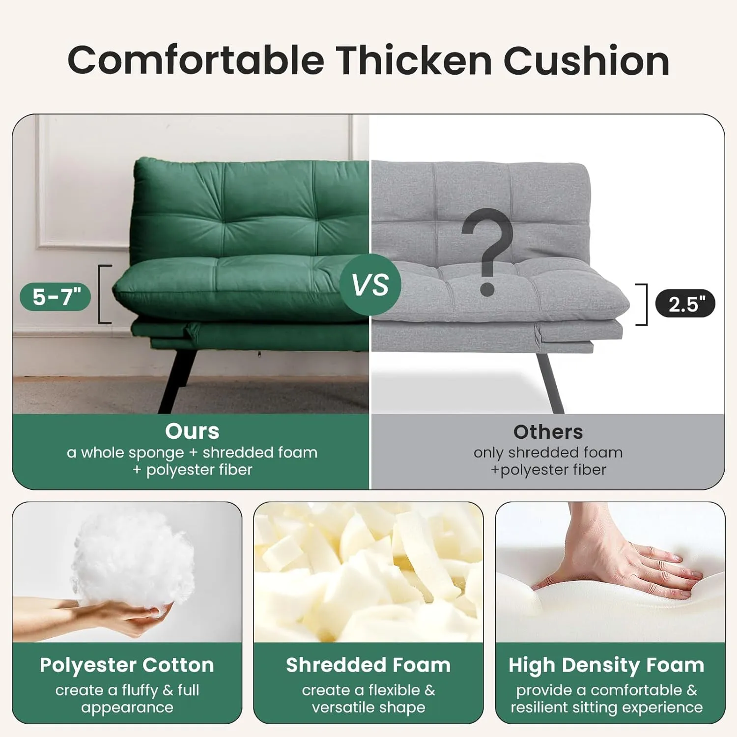 Velvet Convertible Futon Sofa Bed, 71" Cozy Loveseat Sleeper, Comfy 7" Thick Cushion Lounge Sofa Compact 2-Seater Futon Couch for Small Space Living Room Bedroom Dorm