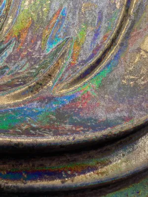 Velvet fabric with black iridescent, shiny mirror designs, stretches to all 4 sides sold by the yard
