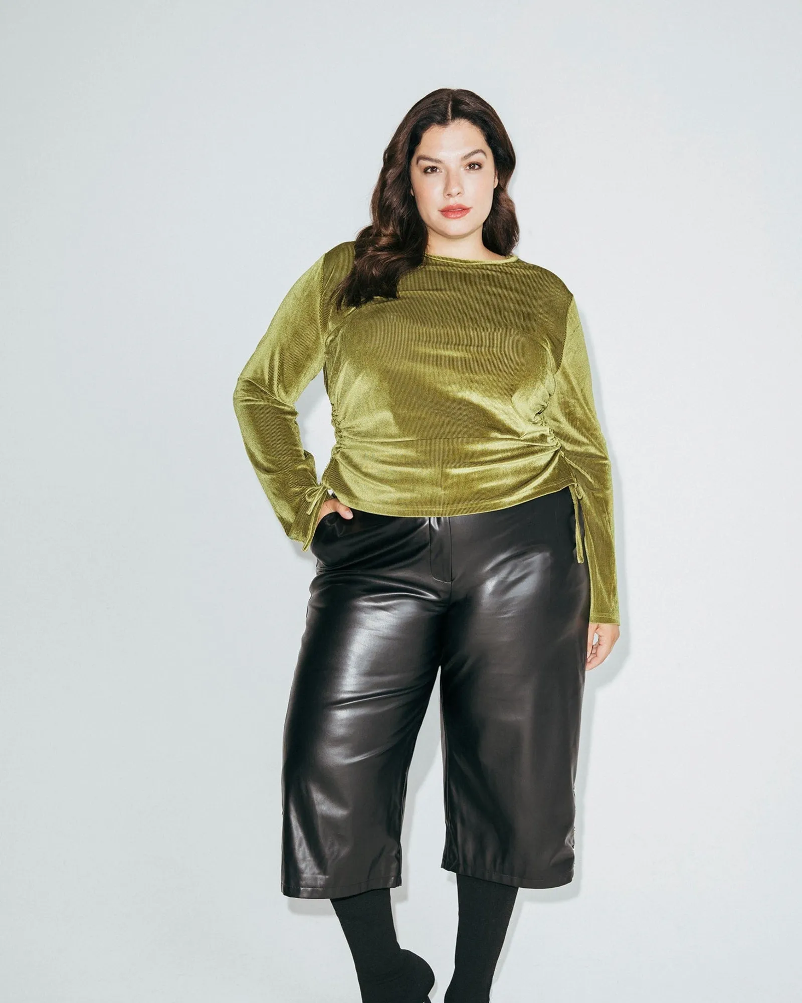 Velvet Ruched Top | Green