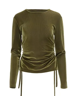 Velvet Ruched Top | Green