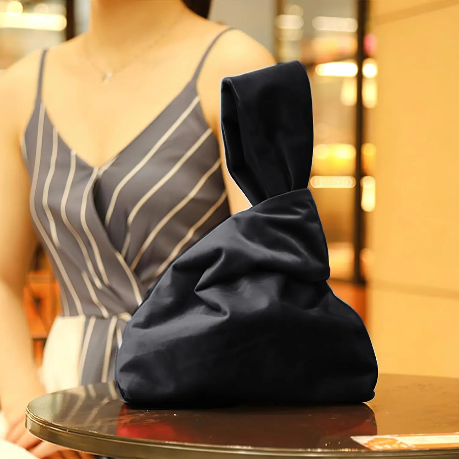 Velvet Wristlet Purse for Women Elegant Clutch Evening Bag Wrist Bag Sleeve-Knot-Pouch(Very Small Size)