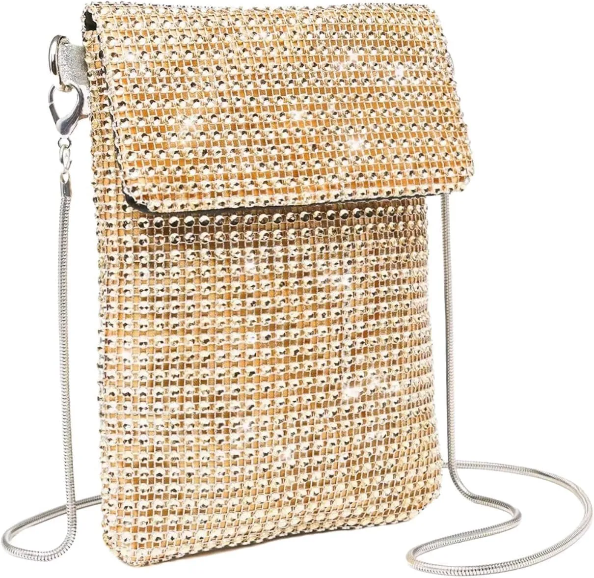 Verdusa Women's Crossbody Bag Glitter Rhinestone Evening Bag Purse Sequin Wedding Handbag