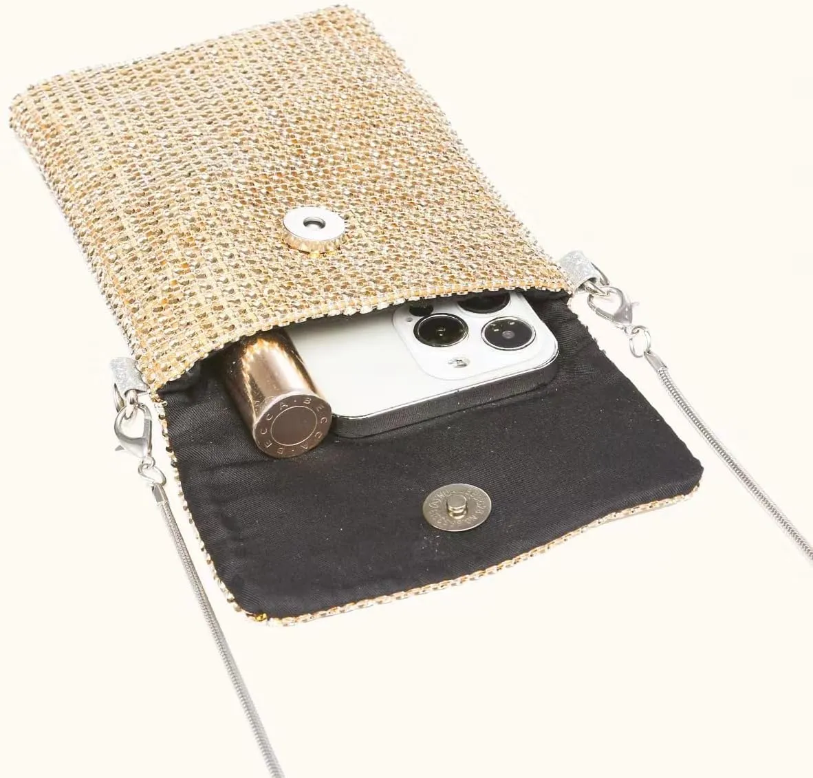 Verdusa Women's Crossbody Bag Glitter Rhinestone Evening Bag Purse Sequin Wedding Handbag