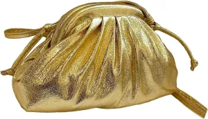 Verdusa Women's Metallic Ruched Clutch Handbags Crossbody Bag Shiny Evening Purse
