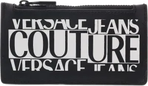 VERSACE JEANS COUTURE Black/White Zippered Cardholder for mens