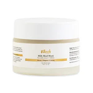 Vilvah Milk Mud Mask with Oat Milk Extract and Saffron, Detox and Brightening Face Mask, All Skin Types, 50ml