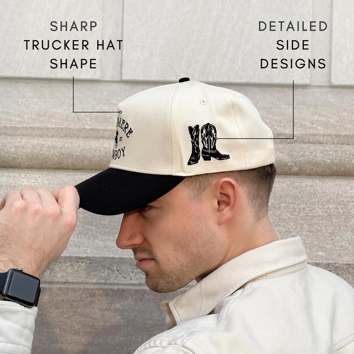 Vintage Western Trucker Hat | Men & Women | Country Cute Caps for Cowgirls Cowboys | Camo Denim Embroidered Cotton | Snapback