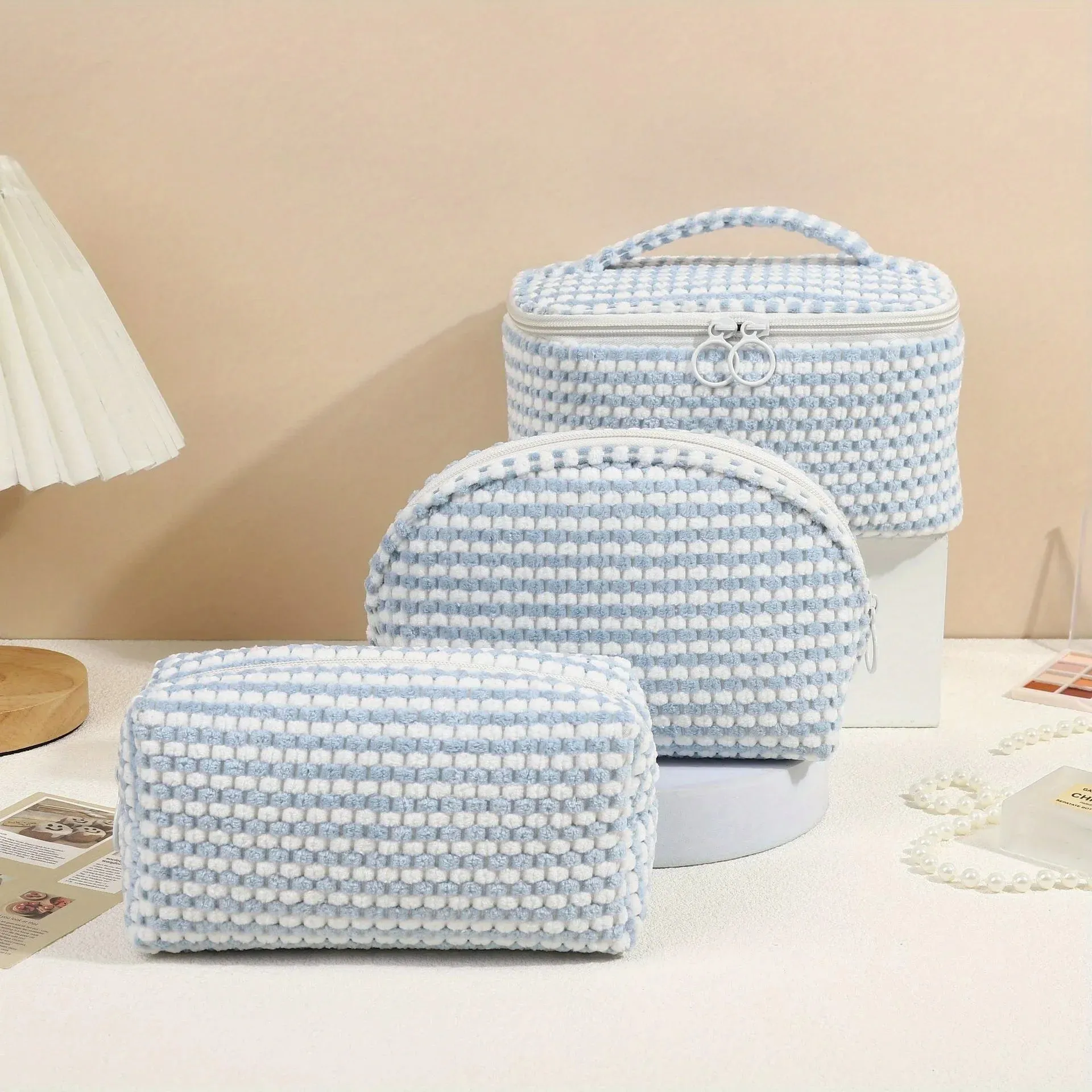 Viola | 3-Piece Soft  Cosmetic Makeup Bag Set
