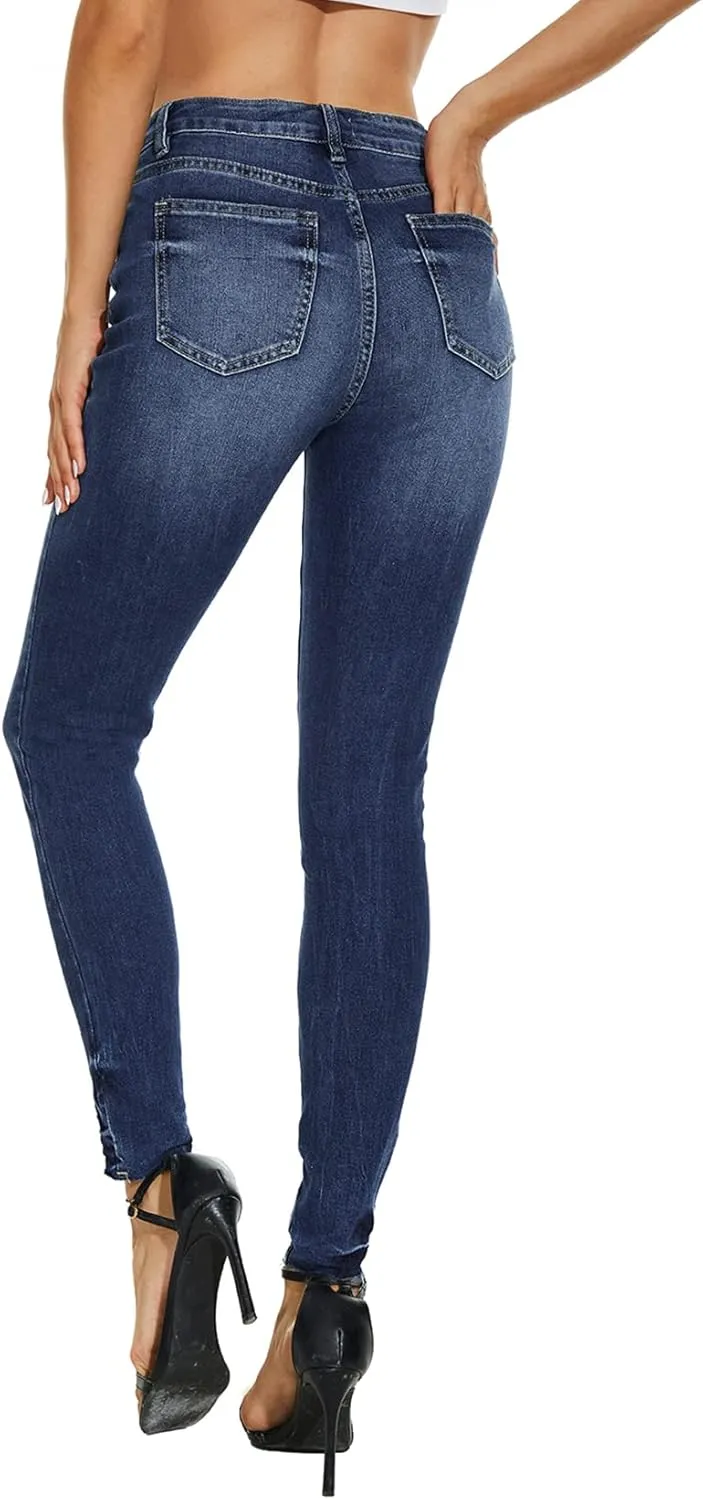 VIPONES Women Jeans High Waisted Skinny Stretchy Soft Slim Fit Distressed Comfy Classic Jeggings Denim Pants