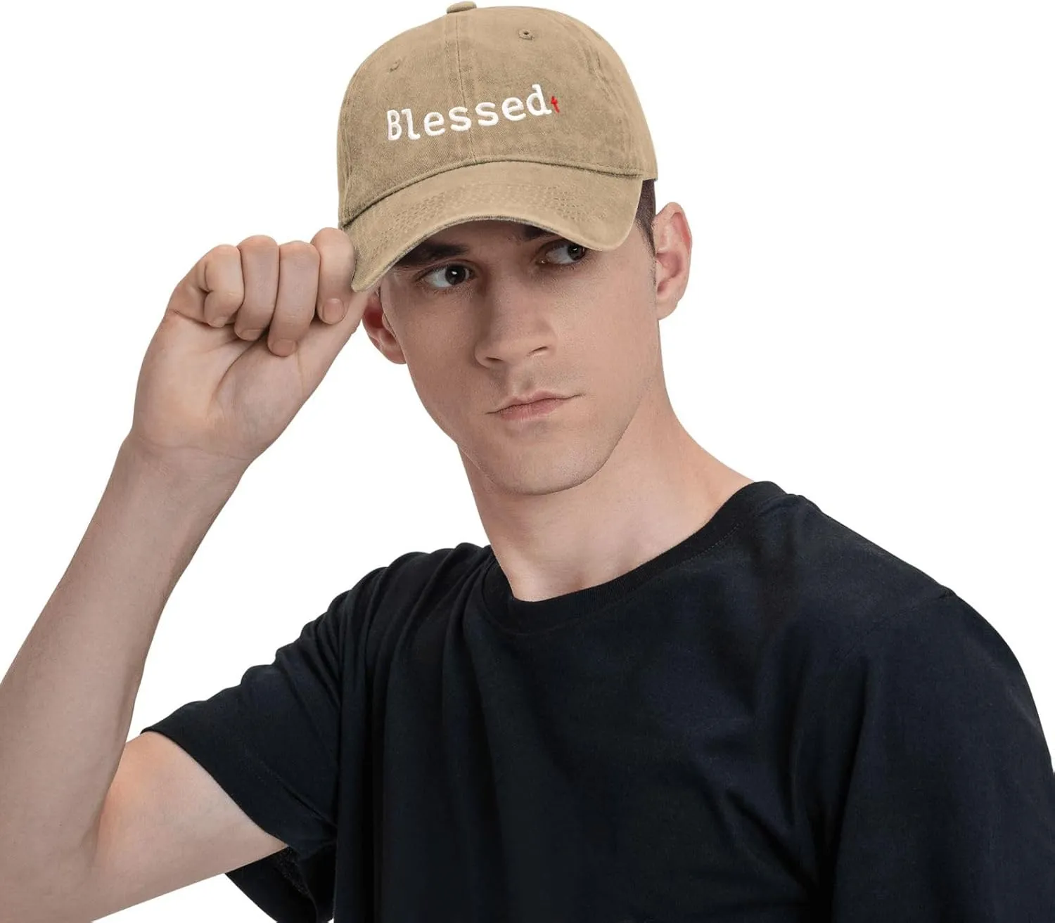 Walk with Jesus Embroidered Baseball Cap Vintage Adjustable Washed Cotton Christian Hat for Men Women,Black