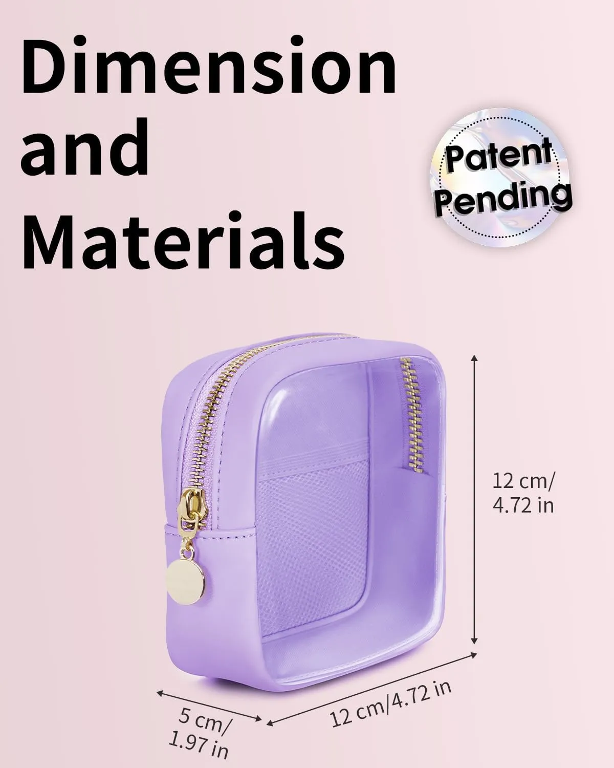 Wandering Nature Clear Makeup Bag for Purse Mini Make up Bag Cute Cosmetic Pouch for Women with Slip-in Pockets Travel Toiletry Essentials Vegan Leather Organizer Pouch,Patent Pending