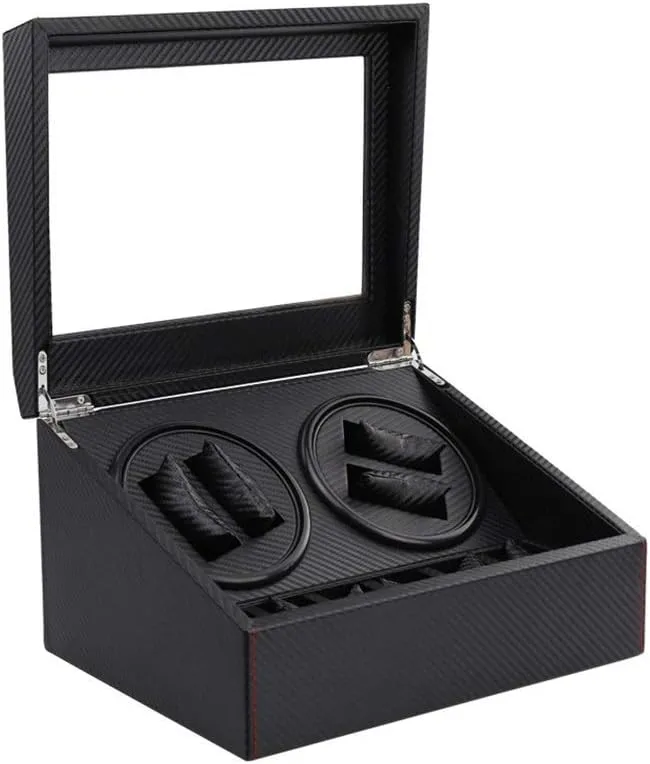 Watch Automatic Single Watch Winder, in Wood Shell and Carbon Fiber Leather, Super Quiet Motor, for Ladies and Men's Wrist