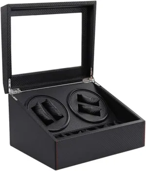 Watch Automatic Single Watch Winder, in Wood Shell and Carbon Fiber Leather, Super Quiet Motor, for Ladies and Men's Wrist