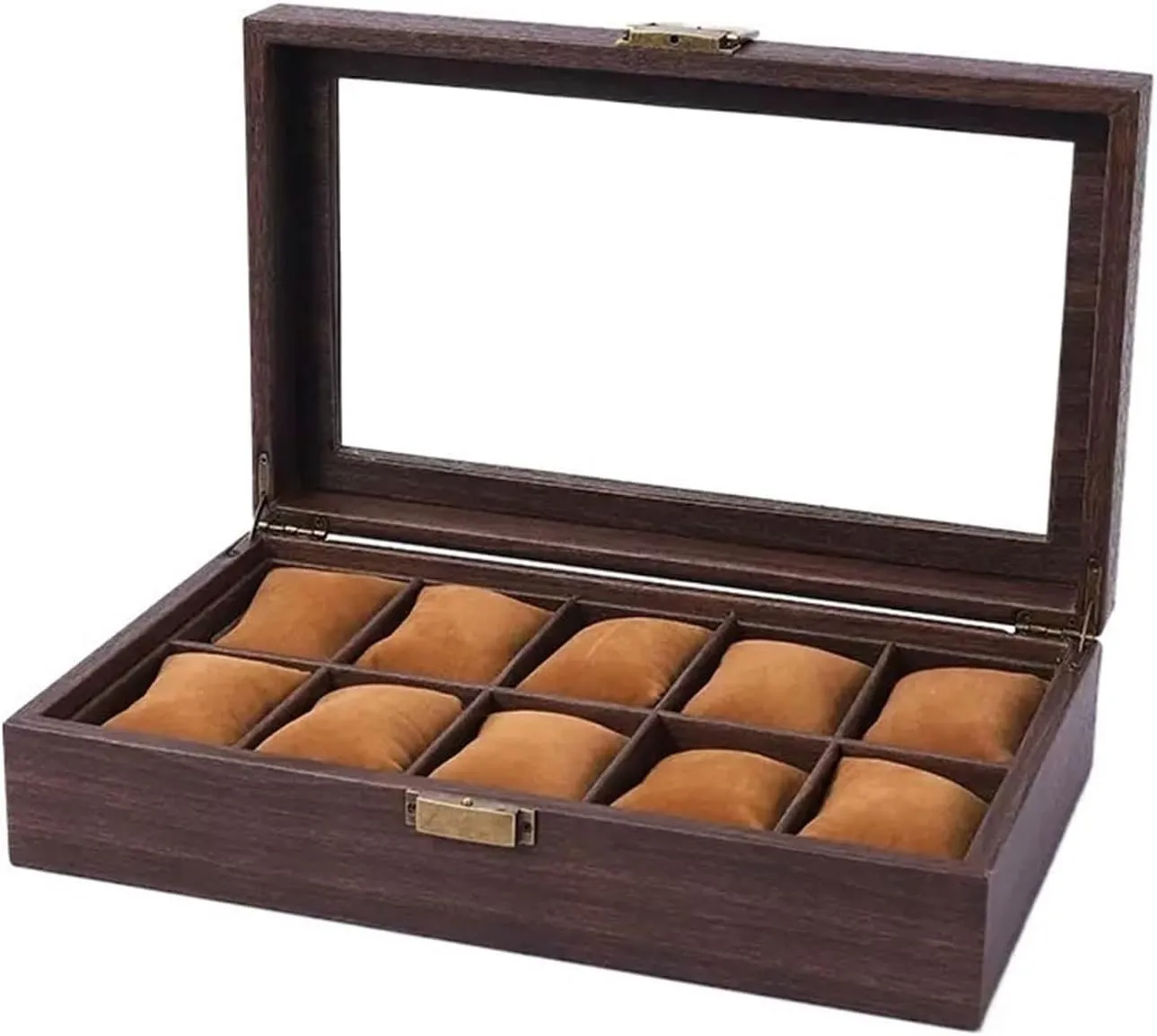 Watch Box 10 Compartments Large Capacity Watch Jewelry Display Storage Box Watch Holder Glass Sunroof Watch Collection Box Watch Case