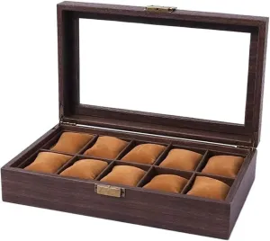 Watch Box 10 Compartments Large Capacity Watch Jewelry Display Storage Box Watch Holder Glass Sunroof Watch Collection Box watch storage box