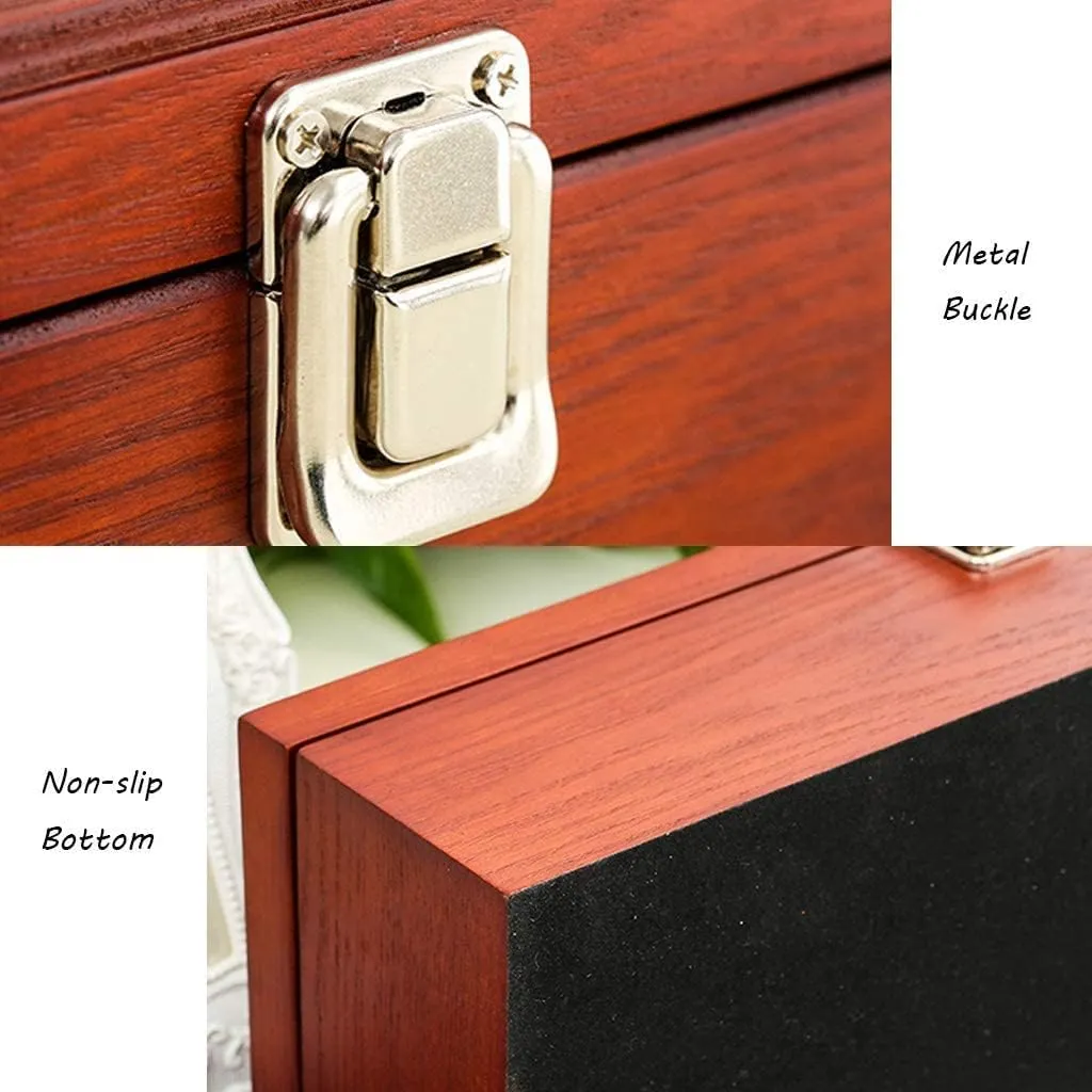 Watch Display Box Wooden Watch Box Glass Lid 12 Watch Bracelet Tray Cufflink Organizer with 12 Removal Storage Pillows (Color:Brown)