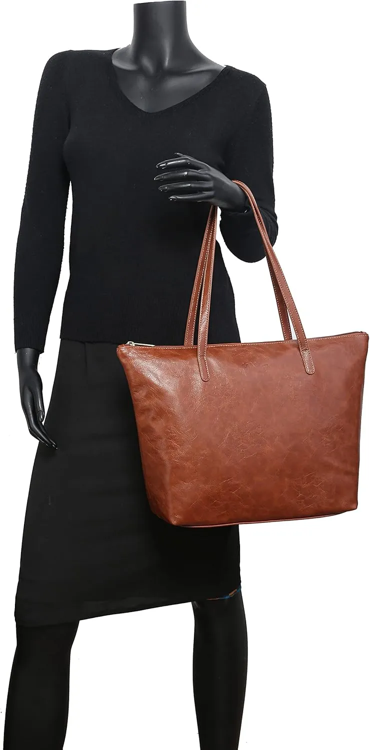 Water Resistance Light Weight Leather Tote Bag Big Capacity Handbag Shoulder Bag