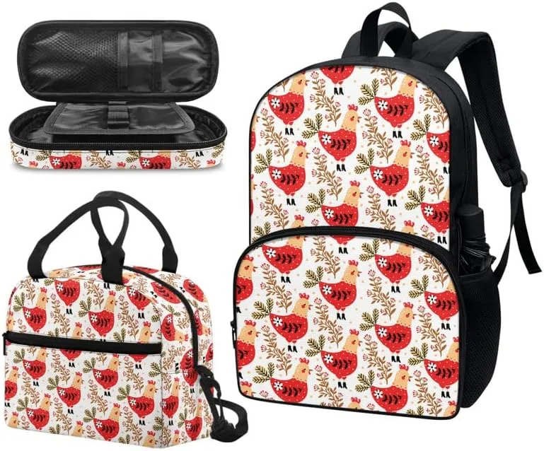 Watercolor Butterfly 3 Pcs 17" School Backpack Set, Colorful Splash Lunchbox Pack Holder Pencil Case Fluid Painting Butterflies Insulated Lunch Bag Rucksack Bookbags