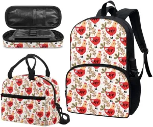 Watercolor Butterfly 3 Pcs 17" School Backpack Set, Colorful Splash Lunchbox Pack Holder Pencil Case Fluid Painting Butterflies Insulated Lunch Bag Rucksack Bookbags