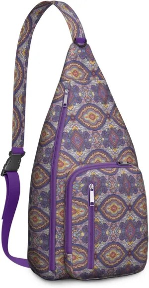 Waterproof Boho Sling Bag Backpack for Men Women Vintage Crossbody Daypack Adjustable Shoulder Chest Bag for Hiking Travel