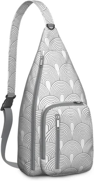 Waterproof Boho Sling Bag Backpack for Men Women Vintage Crossbody Daypack Adjustable Shoulder Chest Bag for Hiking Travel