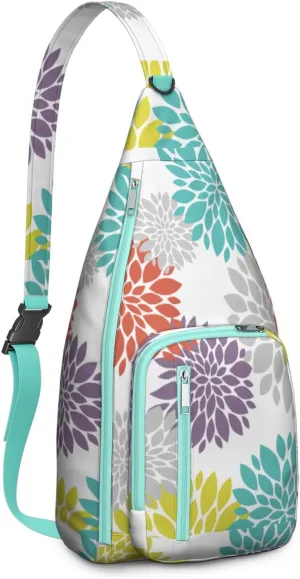 Waterproof Boho Sling Bag Backpack for Men Women Vintage Crossbody Daypack Adjustable Shoulder Chest Bag for Hiking Travel