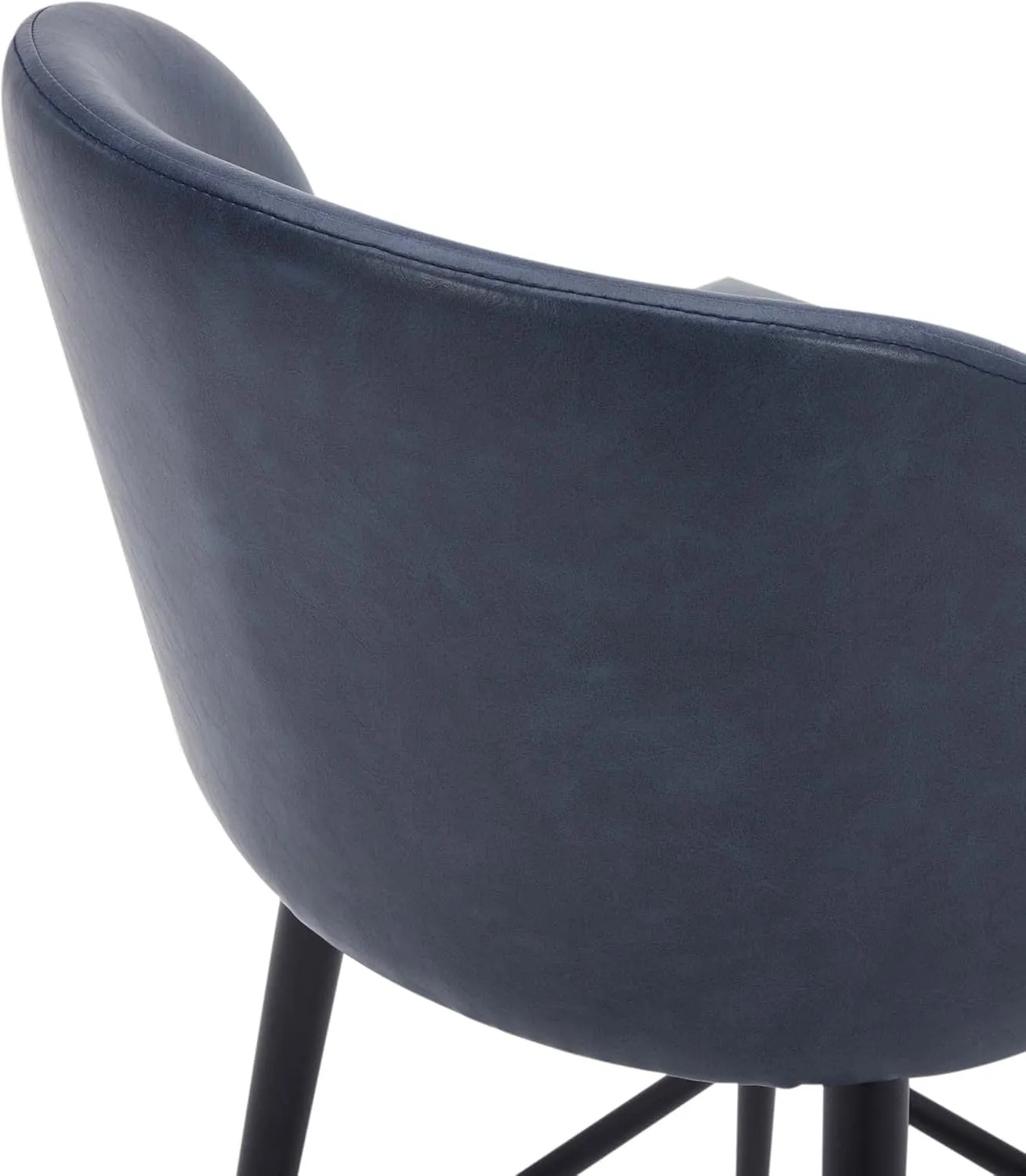 Watson & Whitely Counter Height Bar Stools Set of 2, 360° Swivel Upholstered Barstools with Backs and Metal Legs, 26" H Seat Height, Faux Leather in Blue