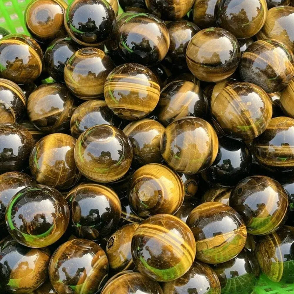 Wax and Wane Crystal Sphere, 1.5 Inch Decorative Ball, Semi-Precious Stone with Velvet Bag (Tiger Eye, Standard)