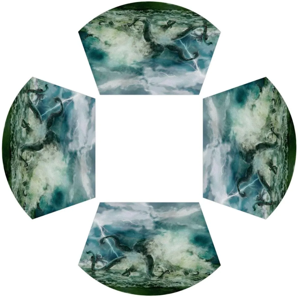 Wedge Table Mats Set of 4 Round Table Placemats Ocean Kraken Giant Octopus Storm Wedge Placemats Round Mat Vinyl Wipeable Placemats for Dining Tables Farmhouse Kitchen