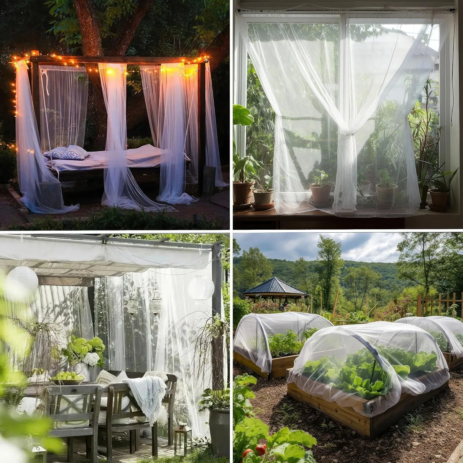 White DIY Mosquito Net Fabric | 10x30 FT Netting | Insect Cover for Garden, Patio, Outdoor & Windows | Multiple Sizes in Black, White & Green | Raised Bed Screen Mesh Barrier