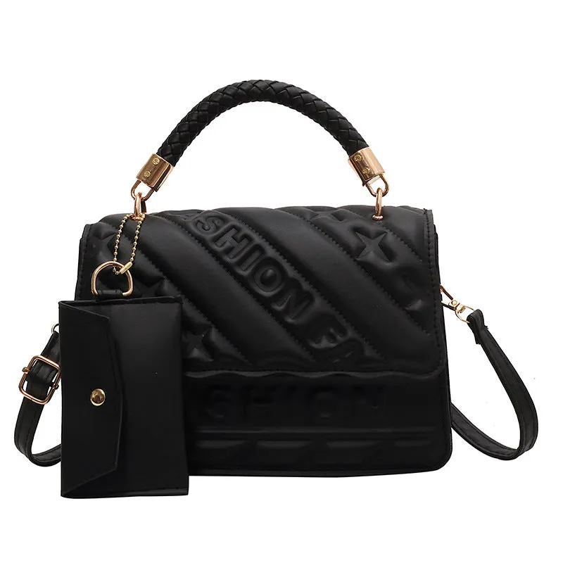 Wholesale Solid Color Embossed Shoulder Bag