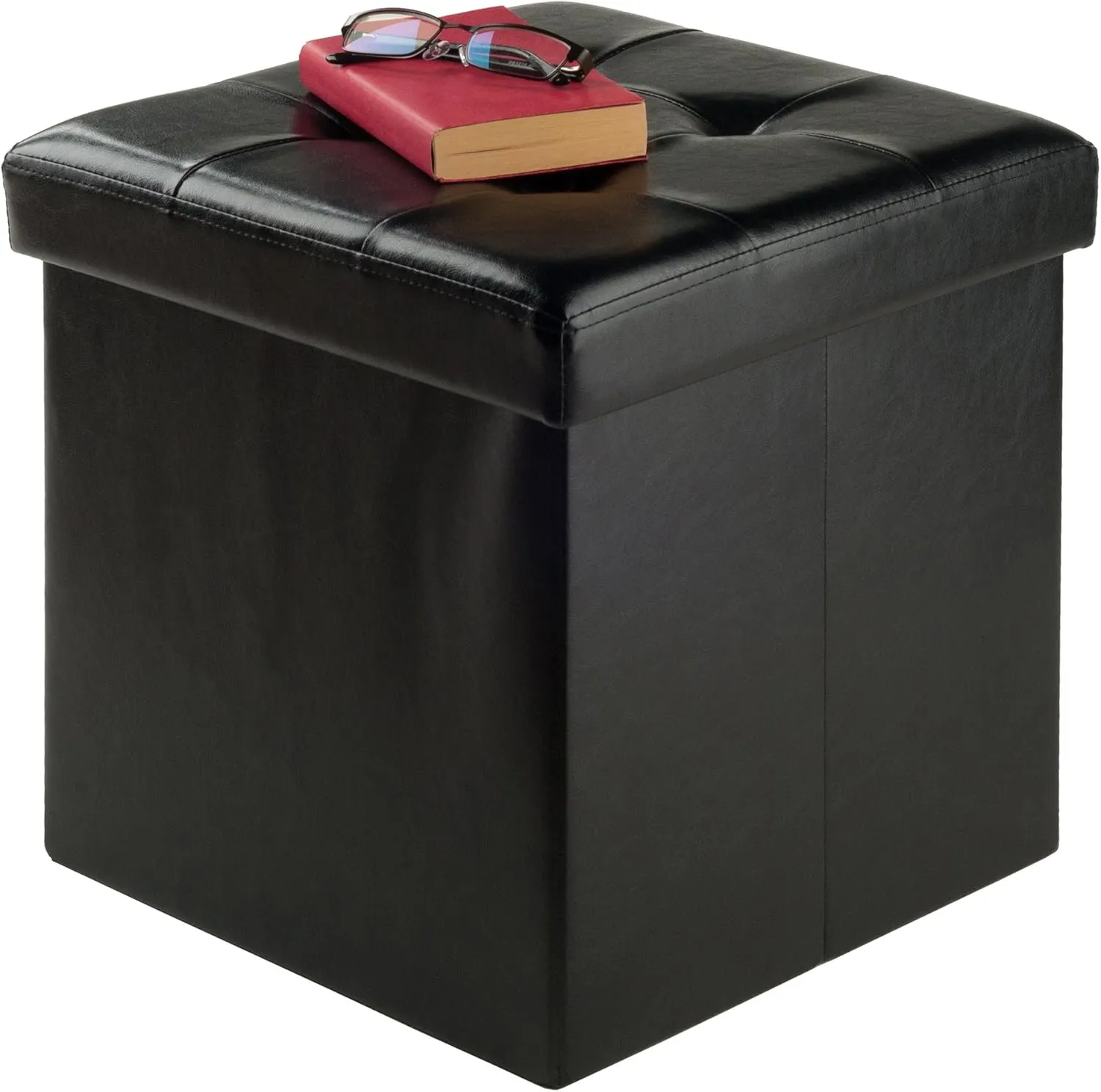 Winsome Wood Furniture piece Ashford Ottoman with Storage Faux Leather, Black