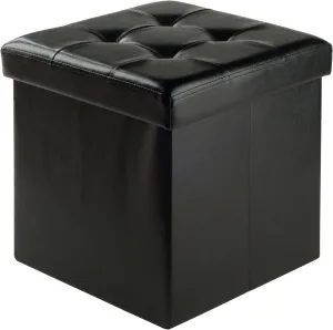 Winsome Wood Furniture piece Ashford Ottoman with Storage Faux Leather, Black