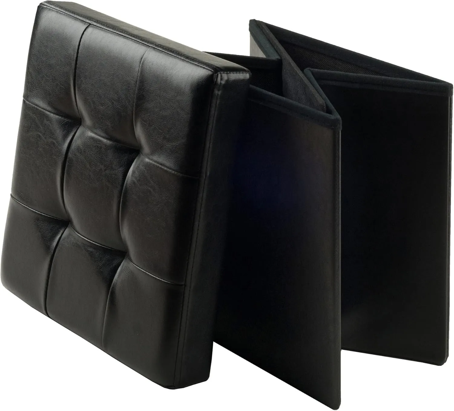 Winsome Wood Furniture piece Ashford Ottoman with Storage Faux Leather, Black