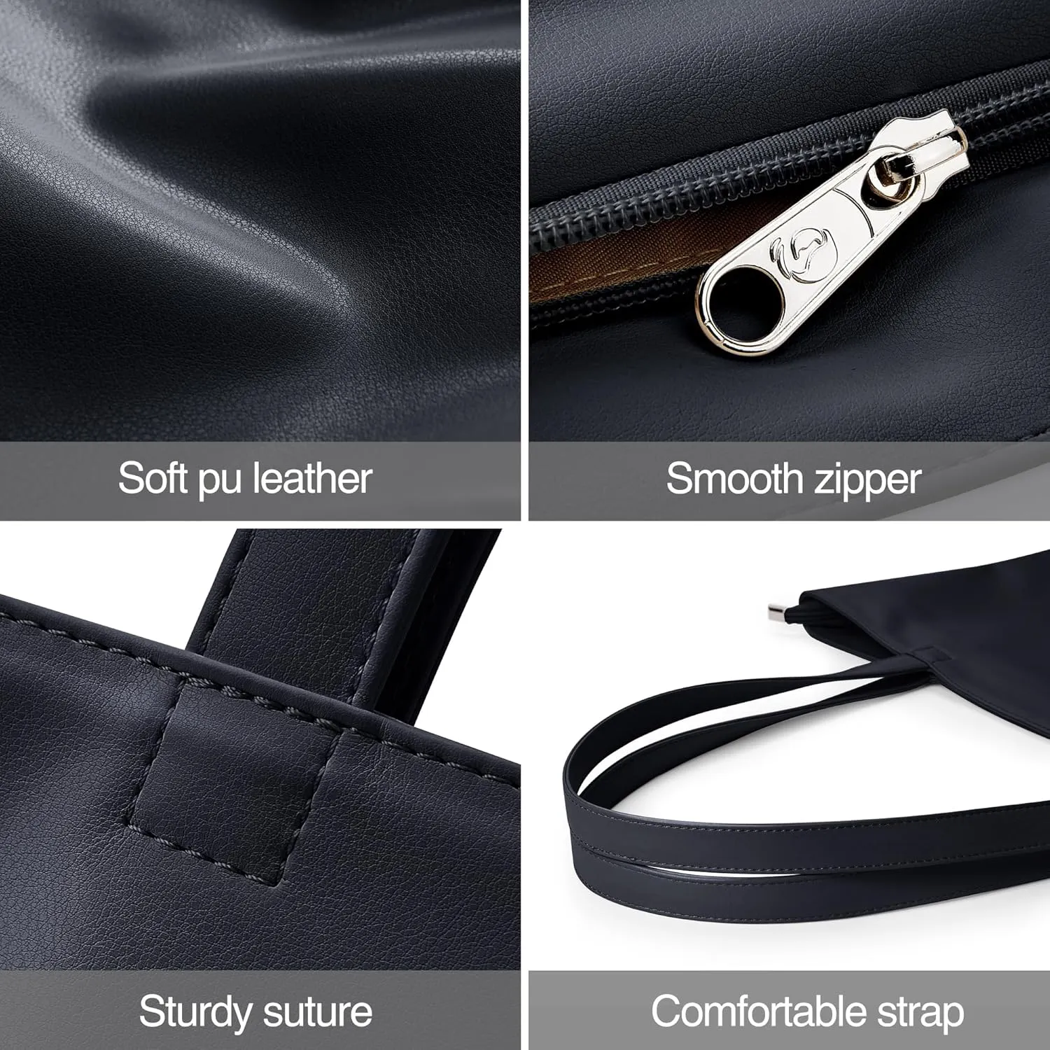 WLLWOO WLLWOO Soft PU Leather Tote Bag for Women Large Casual Hobo Handbags with Zipper Shoulder Work Bag Travel Purse