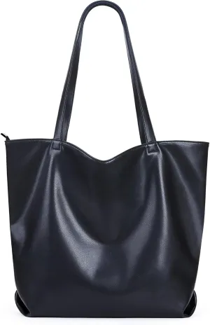 WLLWOO WLLWOO Soft PU Leather Tote Bag for Women Large Casual Hobo Handbags with Zipper Shoulder Work Bag Travel Purse