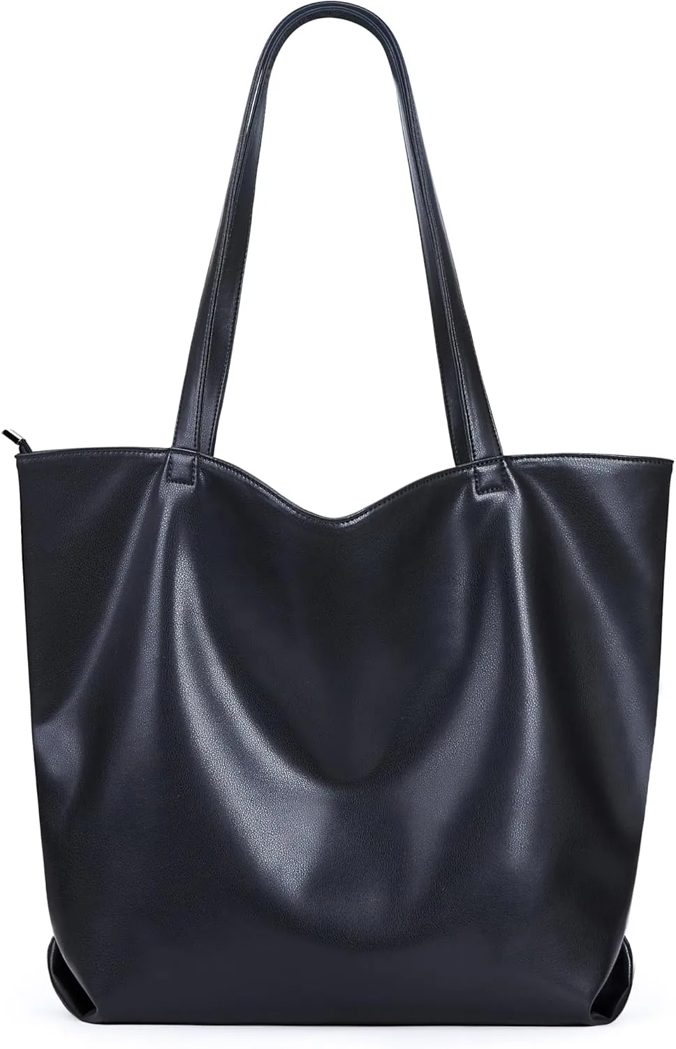 WLLWOO WLLWOO Soft PU Leather Tote Bag for Women Large Casual Hobo Handbags with Zipper Shoulder Work Bag Travel Purse