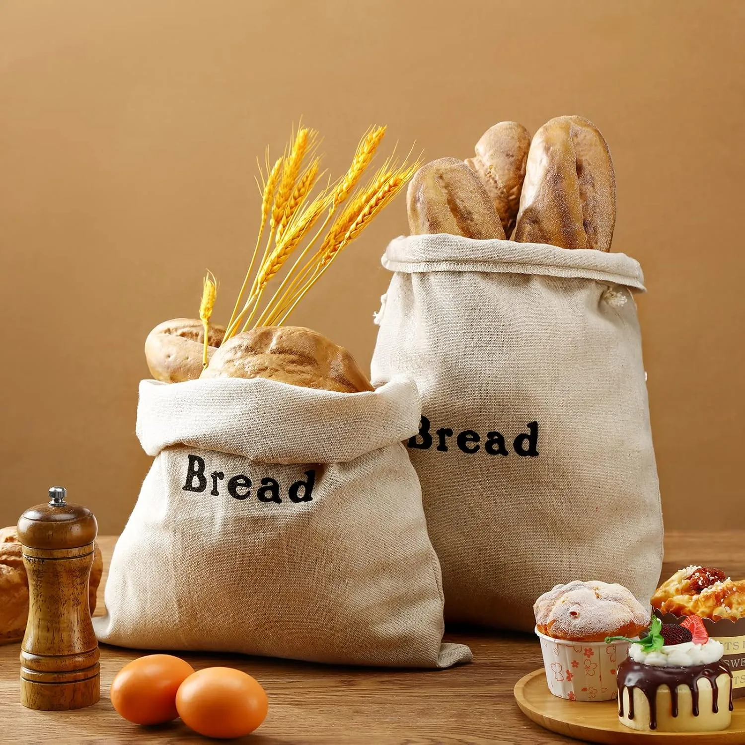 Woanger Linen Bread Bags - Reusable Bread Storage for Homemade Loaves & Pastries - Unbleached, 12 x 15 Inch - Perfect for Bakery, Picnic, Wedding & Camping (6 Pieces)