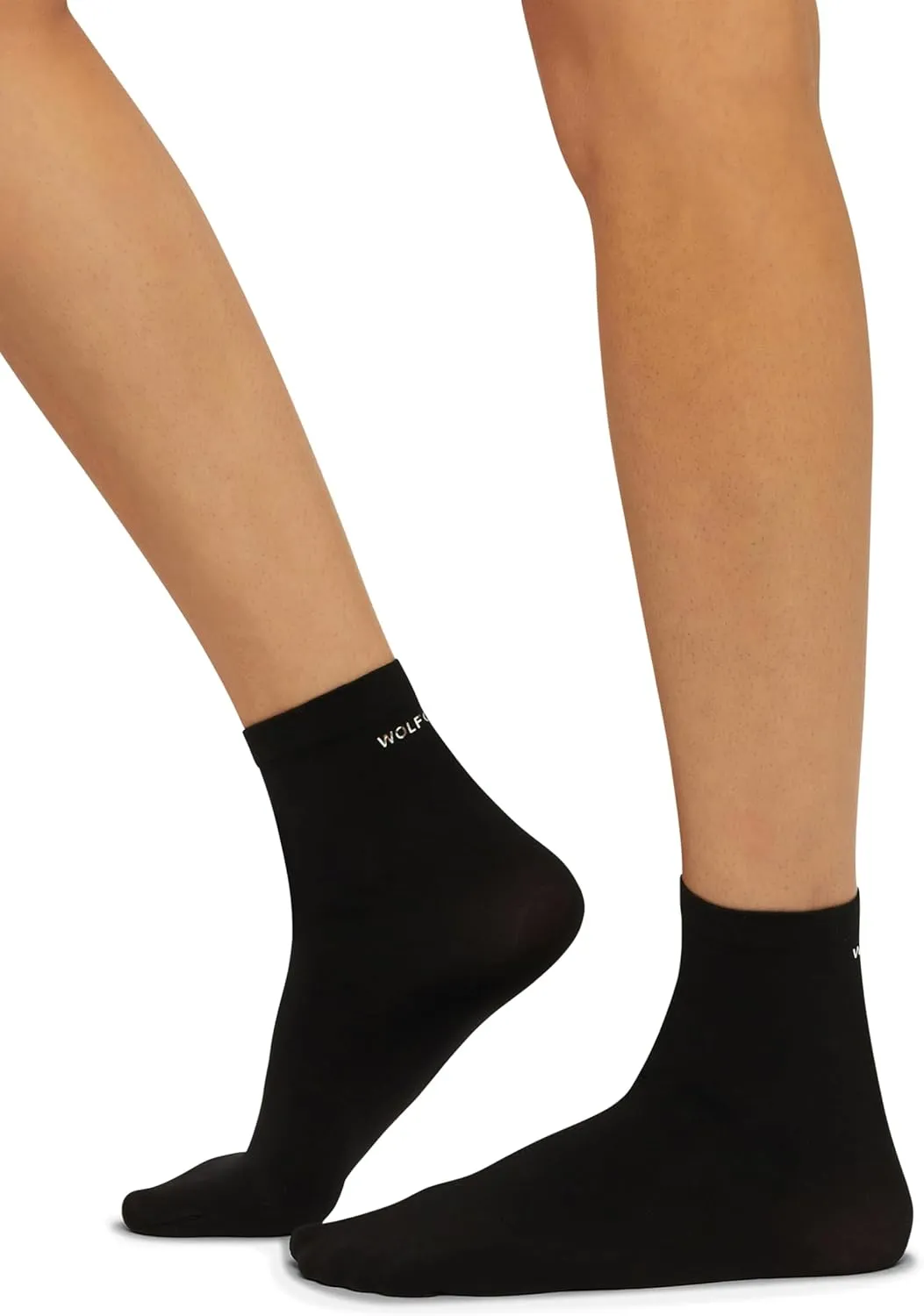 Wolford Silver Logo Socks for Women Iconic Velvet De Luxe 66 Denier Material Enhanced Hand-Applied Shiny Silver Logo Detail