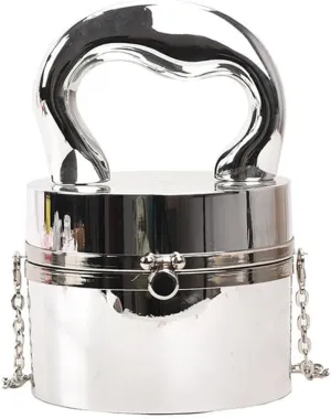 Women Acrylic Evening Bucket Bag Shiny Bucket Cylindrical Thick Handle Clutch Unique Niche Prom Crossbody Handbag