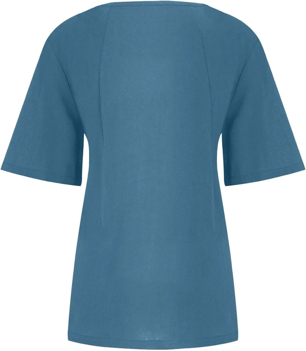 Women Cotton Linen Short Sleeve Shirts Summer Boho Floral Print Blouses Casual Button Loose Tunic Tops