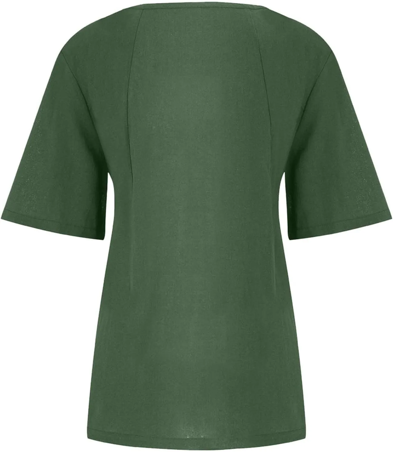 Women Cotton Linen Short Sleeve Shirts Summer Boho Floral Print Blouses Casual Button Loose Tunic Tops