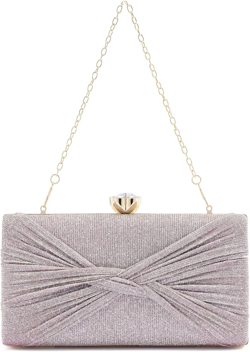 Women Dazzling Pleated Evening Clutch Bag Glitter Pleated Bow Handbag Wedding Purse Party Bag Formal Clutches