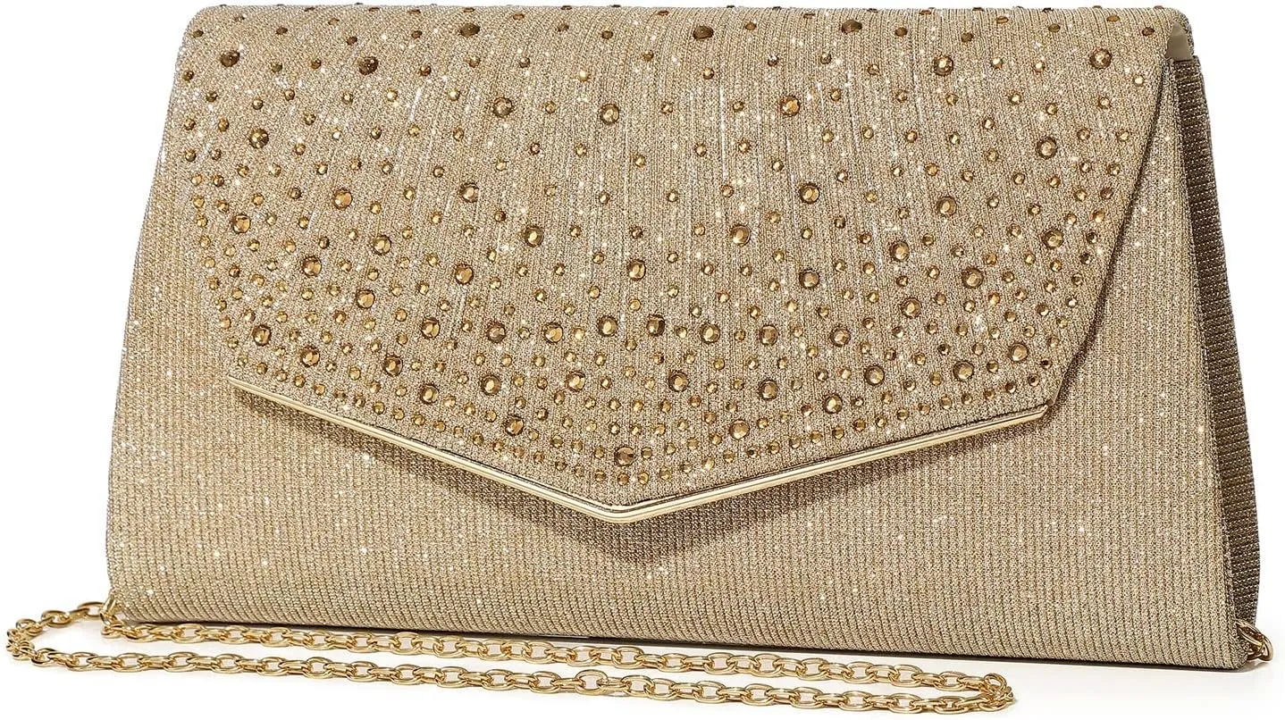 Women Evening Bags Glitter Sequins Clutch Purses for Women Shiny Crystal Falp Handbag Formal Wedding Party Prom Purse