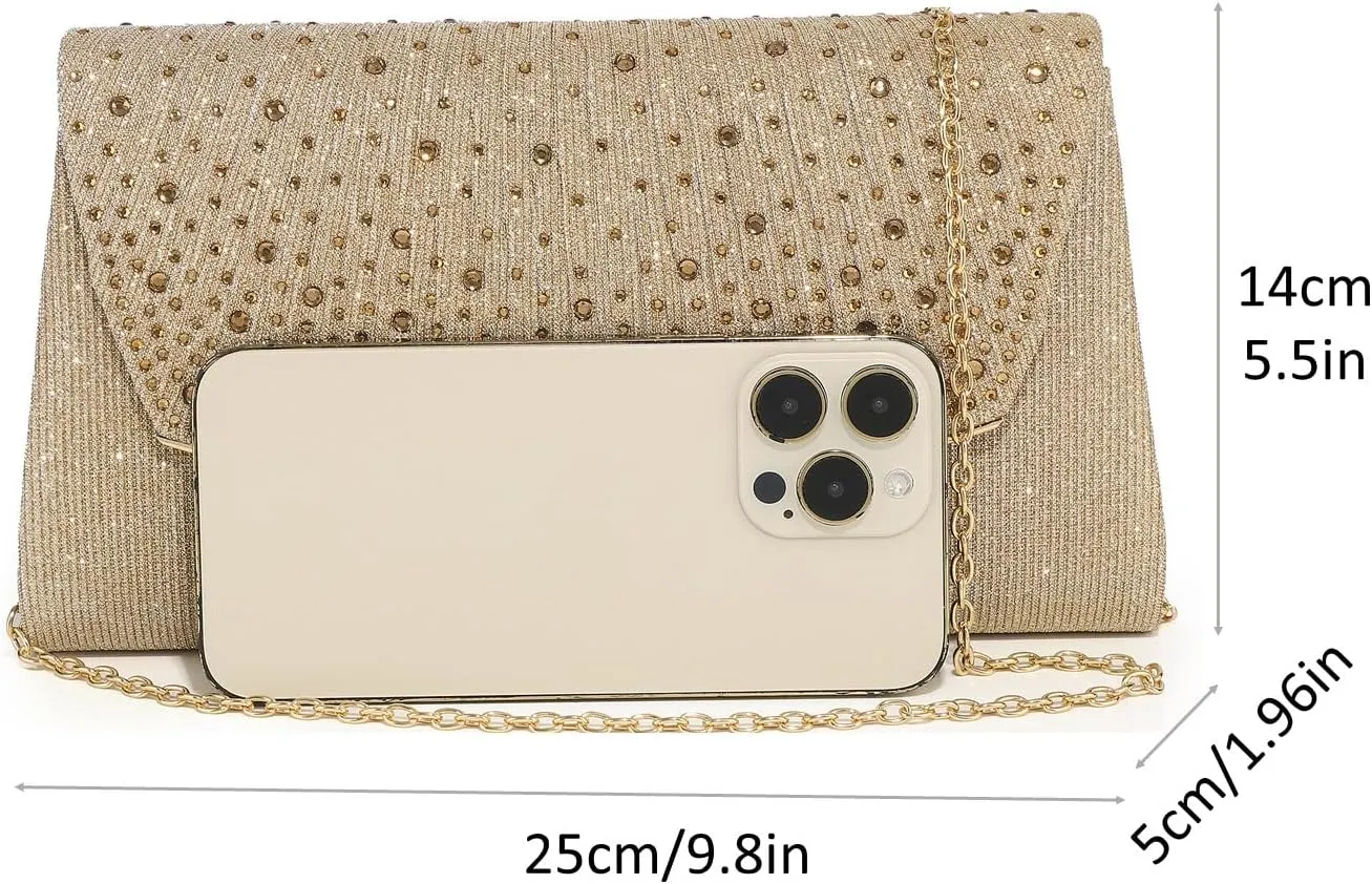 Women Evening Bags Glitter Sequins Clutch Purses for Women Shiny Crystal Falp Handbag Formal Wedding Party Prom Purse