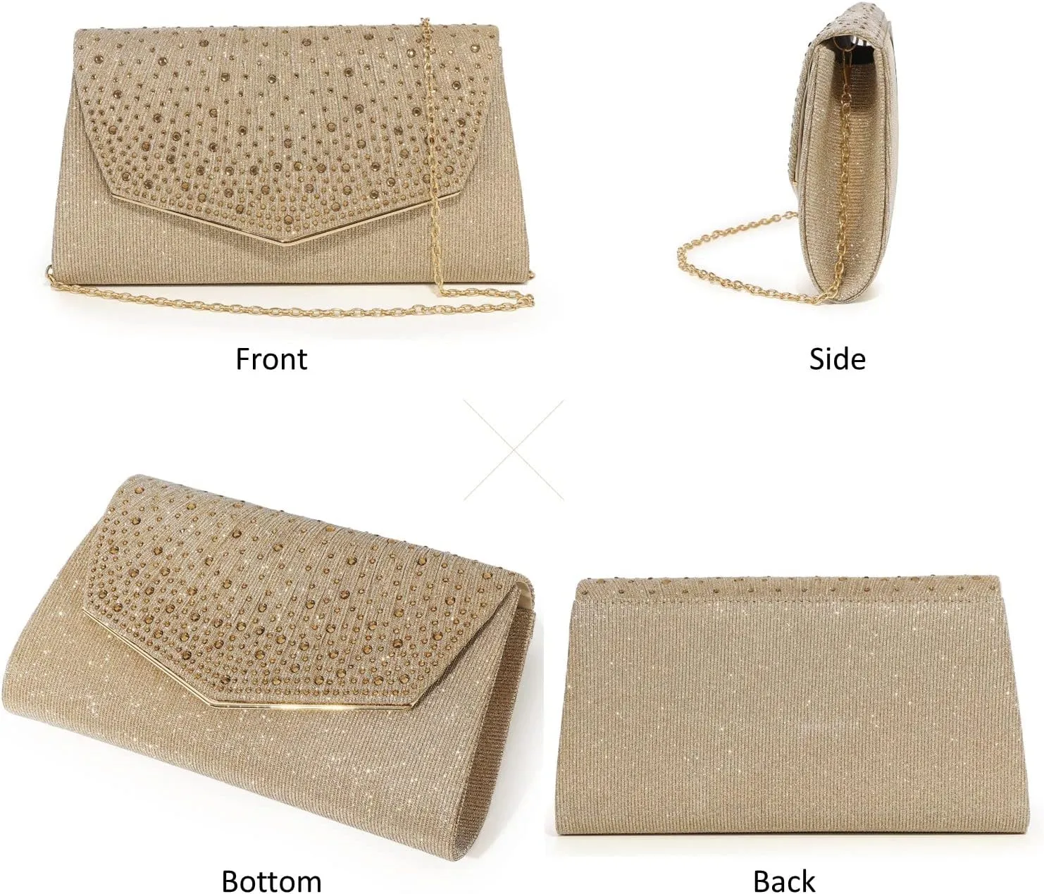 Women Evening Bags Glitter Sequins Clutch Purses for Women Shiny Crystal Falp Handbag Formal Wedding Party Prom Purse