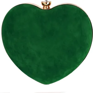 Women Exquisite Heart Shape Evening Clutch Velvet Leather Tote Handbag Chain Party Shoulder Crossbody Red