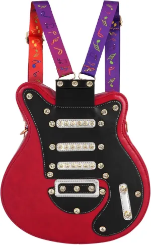 Women Guitar Shaped Backpack Unique Crossbody Shoulder Bag PU Leather Novelty Guitar Purse