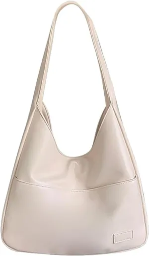 Women Hobo Bag Faux Leather Tote Bag Stylish Large Capacity Shoulder Bag Hobo Handbag for Work Travel (Black)