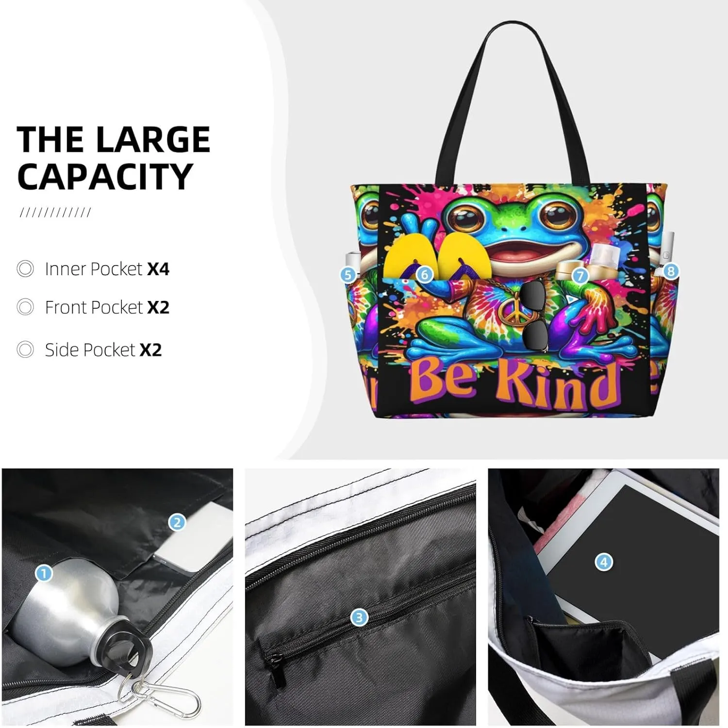 Women Large Beach Bag Travel Weekender Foldable Tote Bag for Pool Beach Vacation Gym